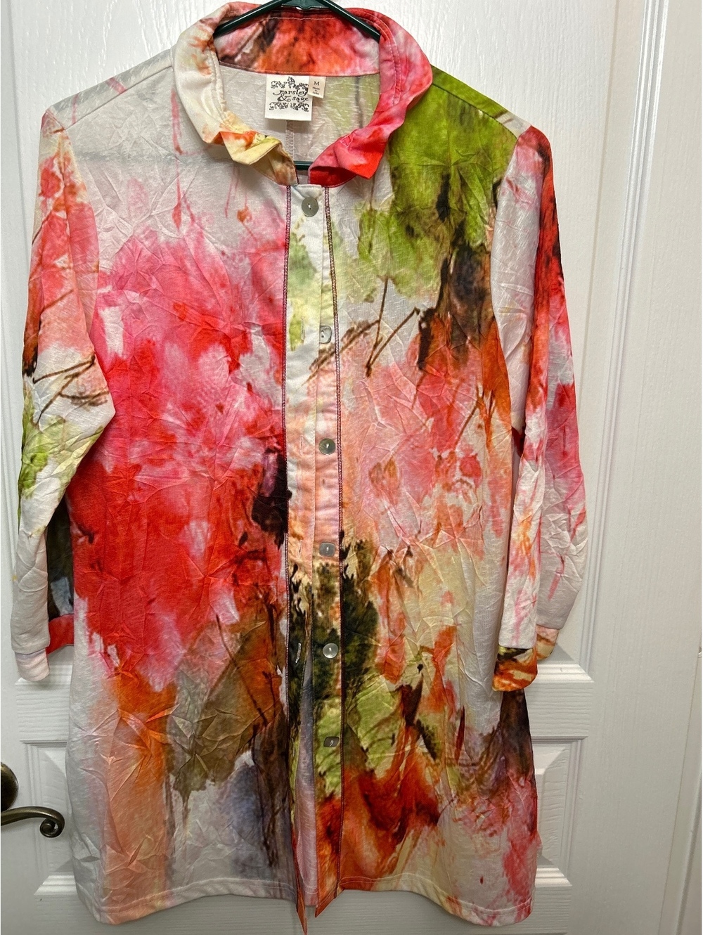 Parsley & Sage Women's Medium Colorful Button-Up Tunic Shirt